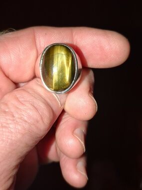 Men's .925 Sterling Silver Oval Brown Tigers Eye Ring Size 10